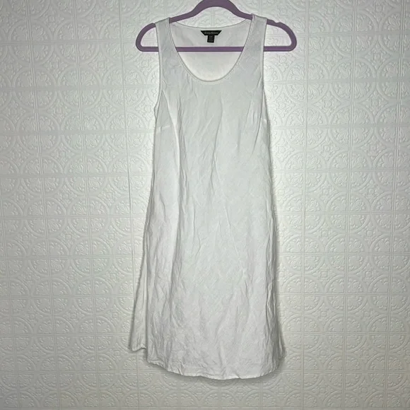 white linen bridesmaid dress Mint Velvet White Beige Blend Embroidered Midi Dress | Size 6 | White | Sleeveless